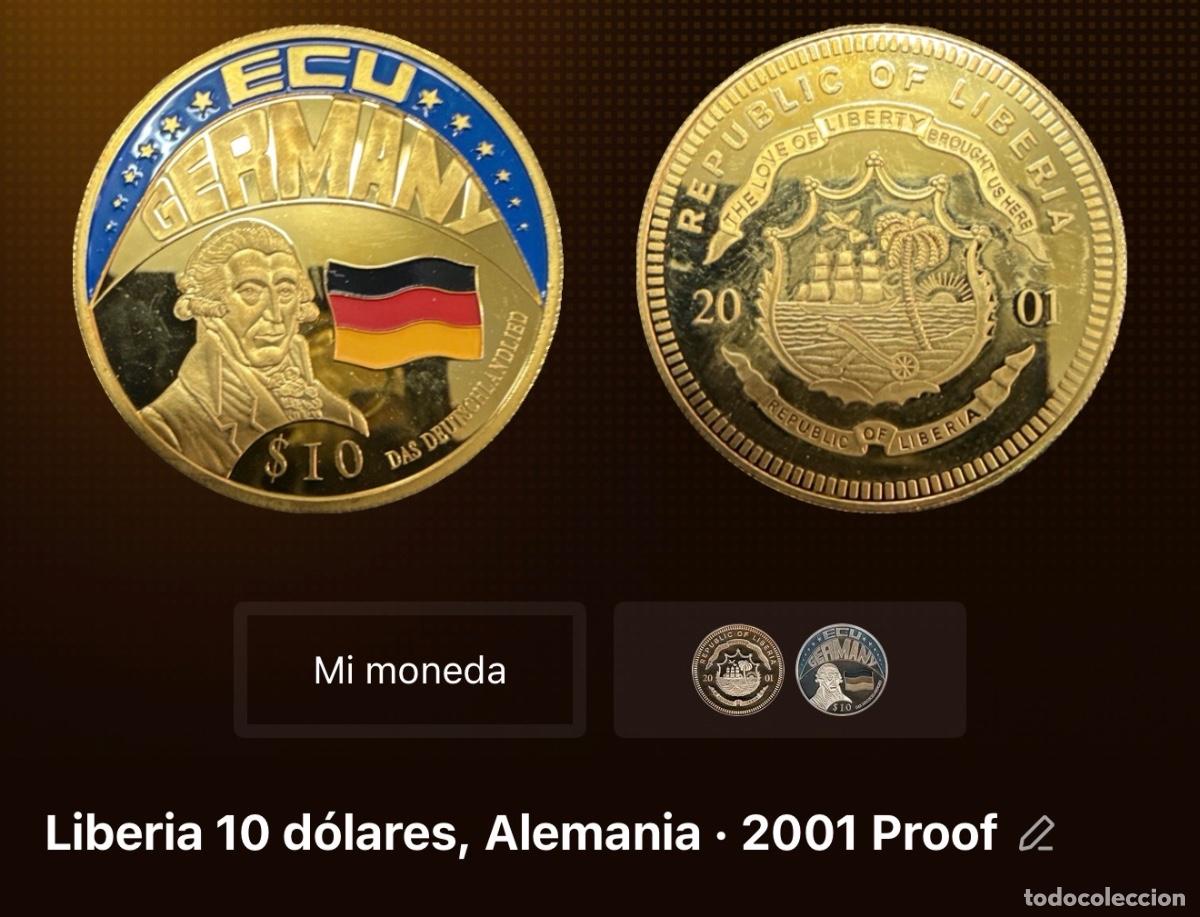 Moedas antigas de &Aacute;frica: Liberia 10 D&oacute;lares Proof 2001 &ndash; Alemania