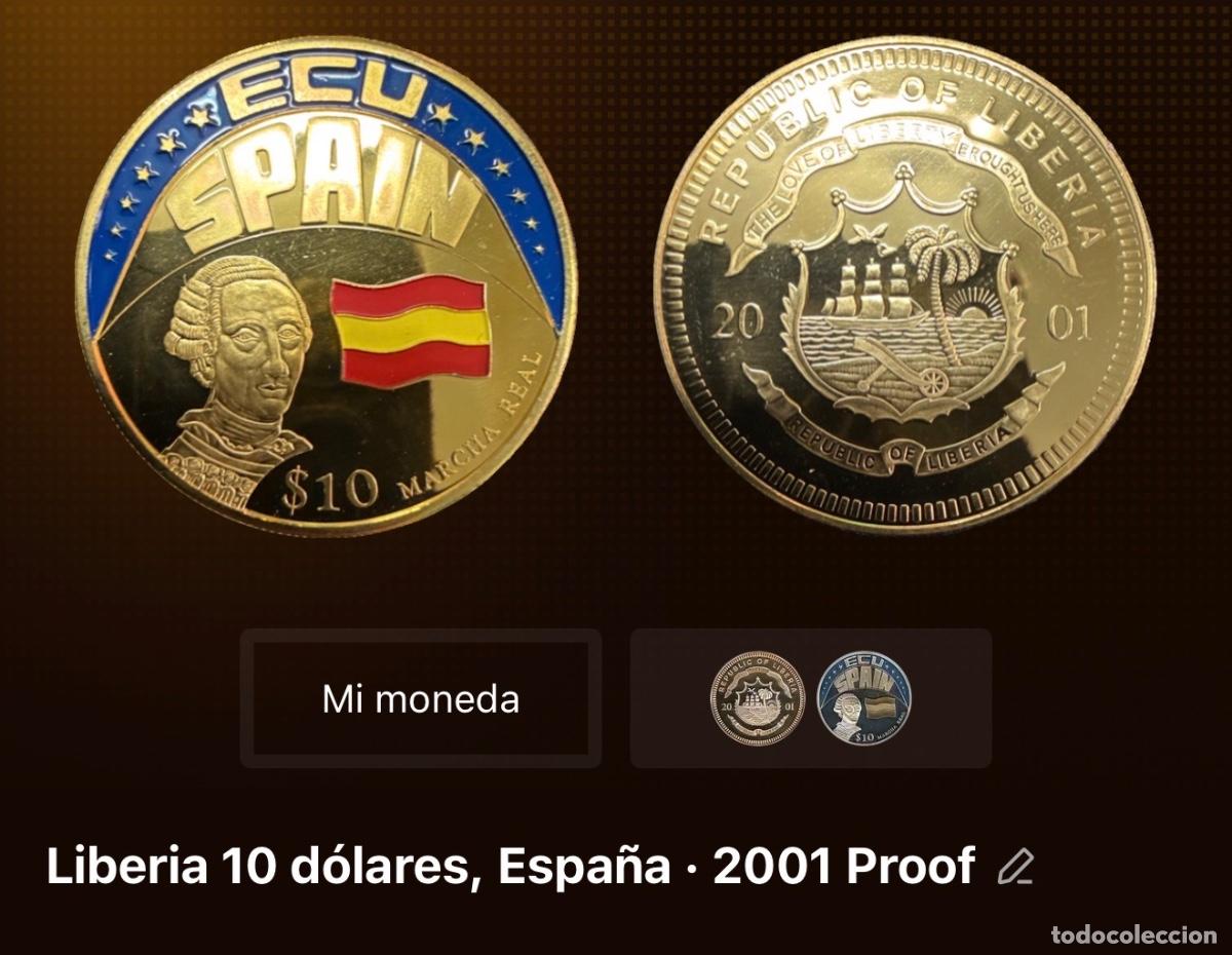 Moedas antigas de &Aacute;frica: Liberia 10 D&oacute;lares Proof 2001 &ndash; Espa&ntilde;a