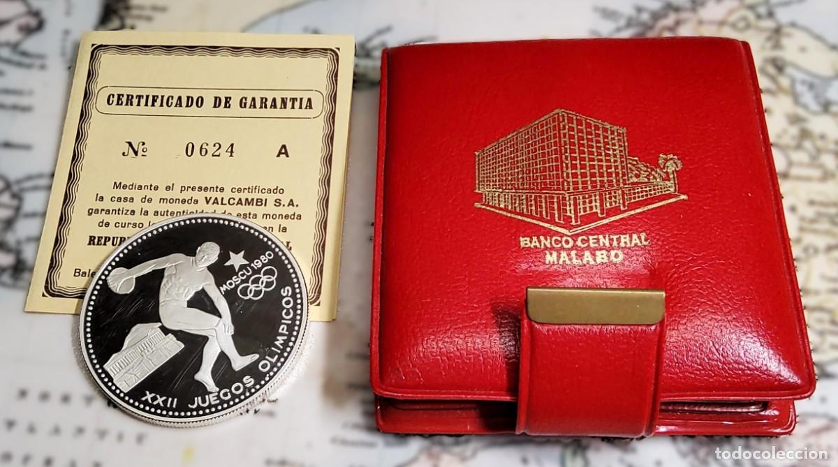 Monedas antiguas de &Aacute;frica: 2000 EKUELE DE GUINEA ECUATORIAL DEL A&Ntilde;O 1980.PROOF.1 ONZA DE PLATA.