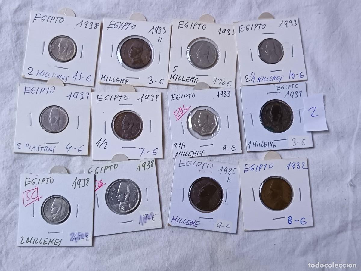 Monedas antiguas de &Aacute;frica: LM2, Lote de Monedas Extranjeras, de Egipto, en estuches de cart&oacute;n, 1930&acute;s