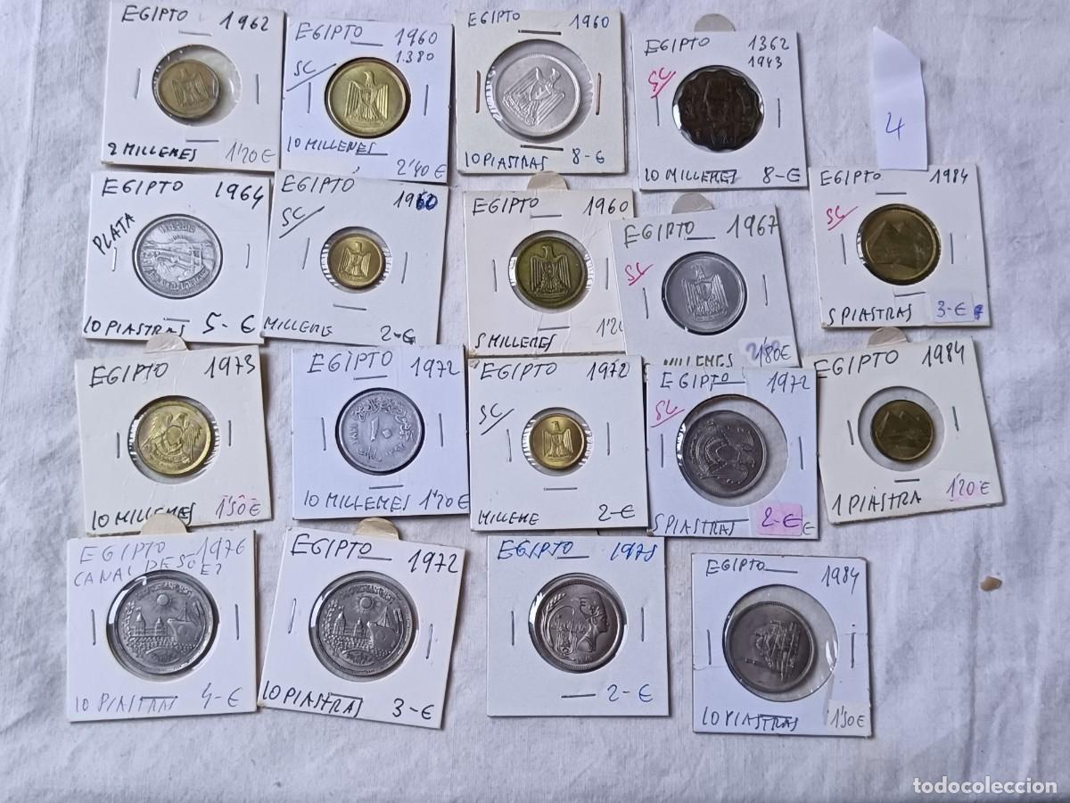 Monedas antiguas de &Aacute;frica: LM4, Lote de Monedas Extranjeras, de Egipto, en estuches de cart&oacute;n, 1960&acute;s, 70&acute;s y 80&acute;s