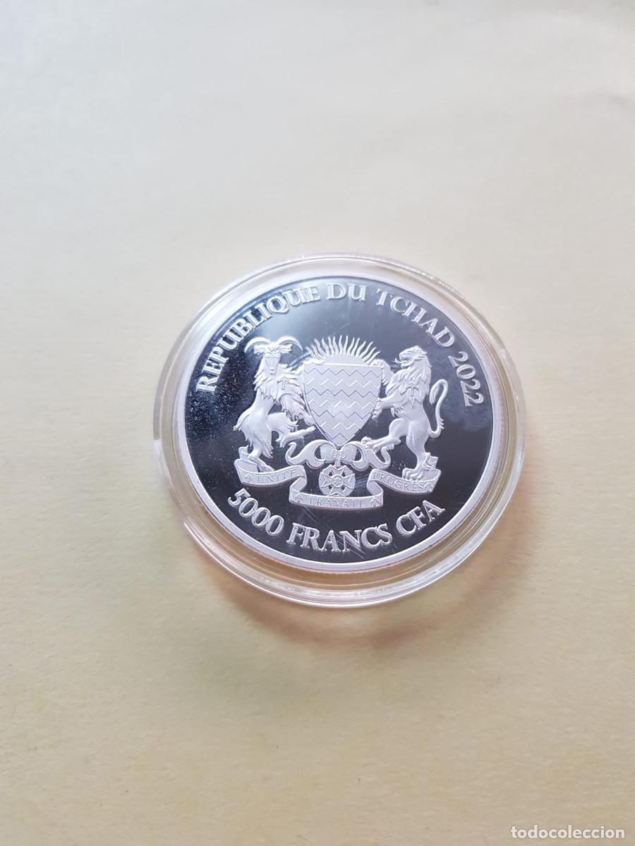 Monedas antiguas de &Aacute;frica: CHAD- 5000 FRANCOS CFA-1 ONZA-PLATA 0,999