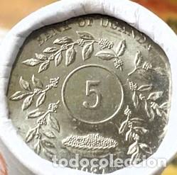 Old Coins of Africa: Uganda &ndash; 5 Chel&iacute;n 1987, UNC &ndash; Lote 2561