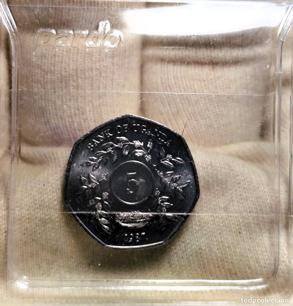 Monnaies anciennes d'Afrique: Uganda &ndash; 5 Chel&iacute;n 1987, UNC &ndash; Lote 2562