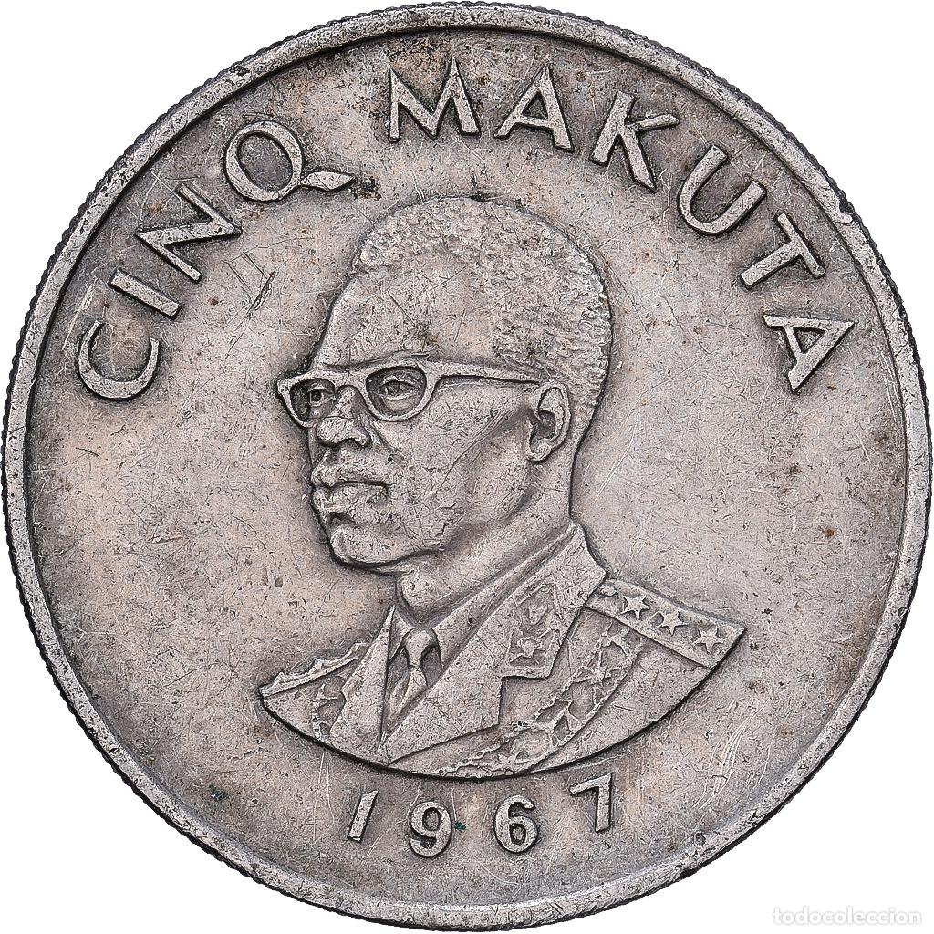 Monedas antiguas de &Aacute;frica: [#1513507] Rep&uacute;blica Democr&aacute;tica de Congo, 5 Makuta, 1967, Cobre - n&iacute;quel, BC+, KM:9