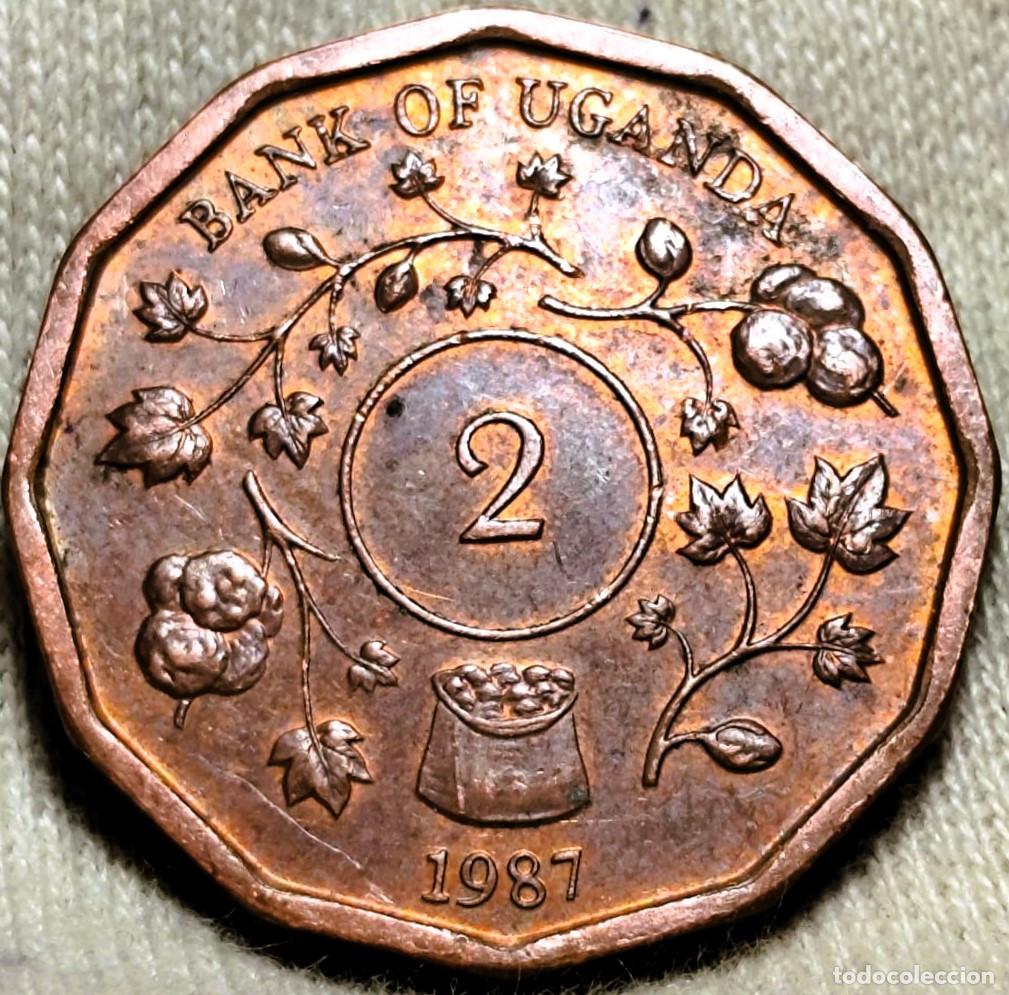 Monnaies anciennes d'Afrique: Uganda &ndash; 2 Chel&iacute;n 1987 Circulado, &ndash; Lote 2548