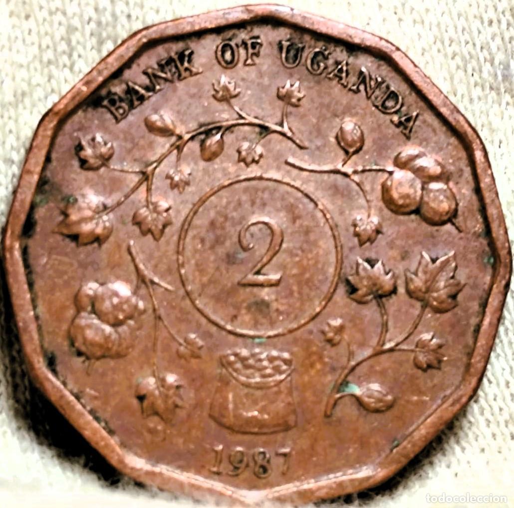 Alte M&uuml;nzen aus Afrika: Uganda &ndash; 2 Chel&iacute;n 1987 Circulado, &ndash; Lote 2549