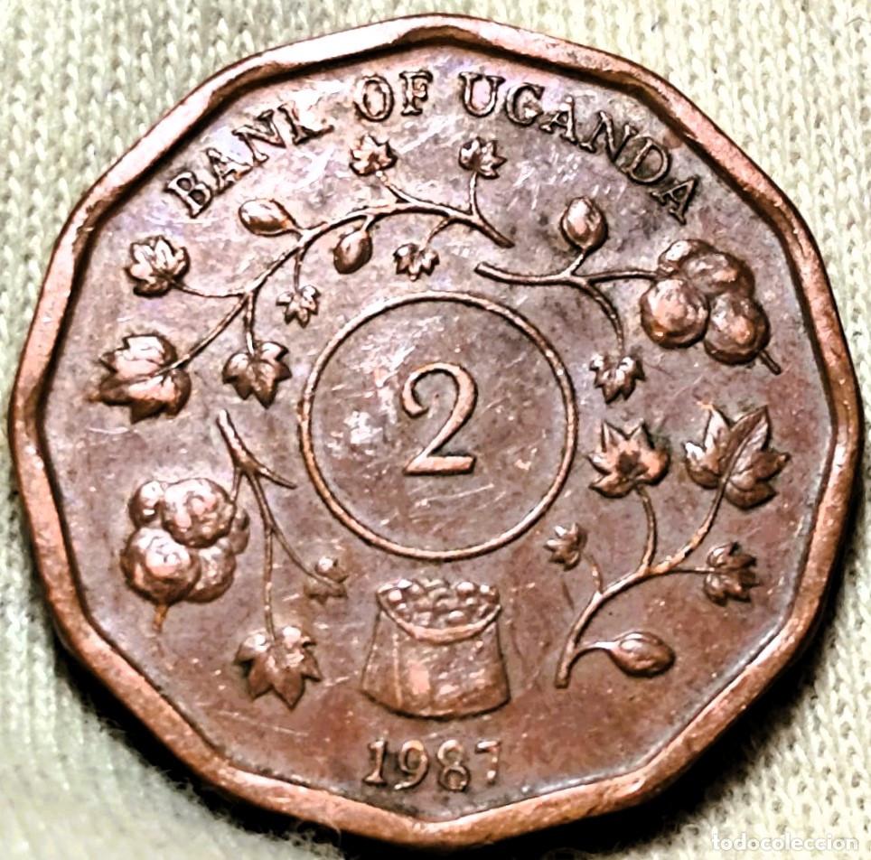 Monnaies anciennes d'Afrique: Uganda &ndash; 2 Chel&iacute;n 1987 Circulado, &ndash; Lote 2551