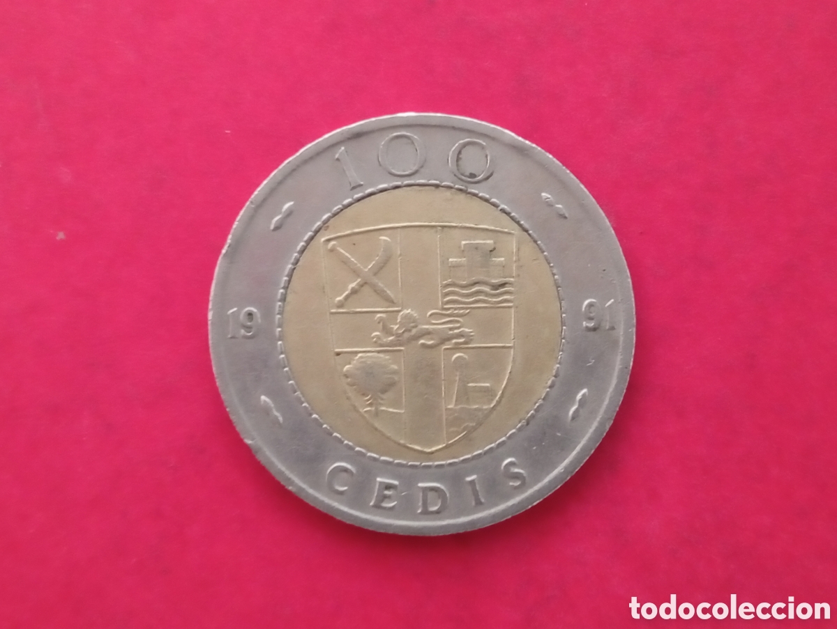 Monedas antiguas de &Aacute;frica: 100 cedis de Ghana 1991