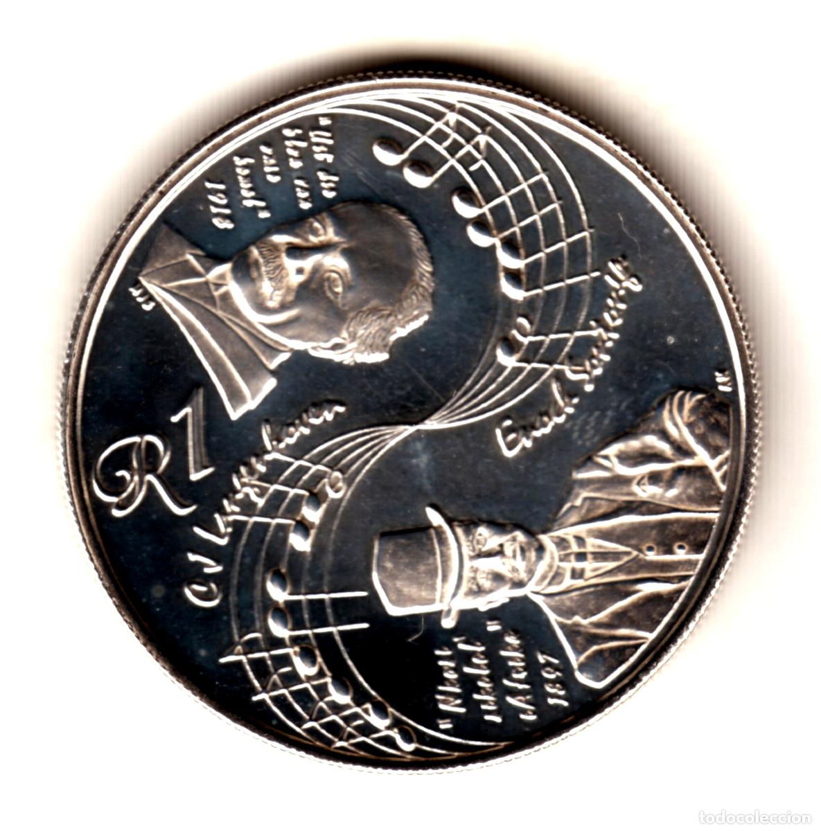 Monedas antiguas de &Aacute;frica: SUDAFRICA 1 rand plata 2009 proof HIMNO NACIONAL - SOUTH AFRICA