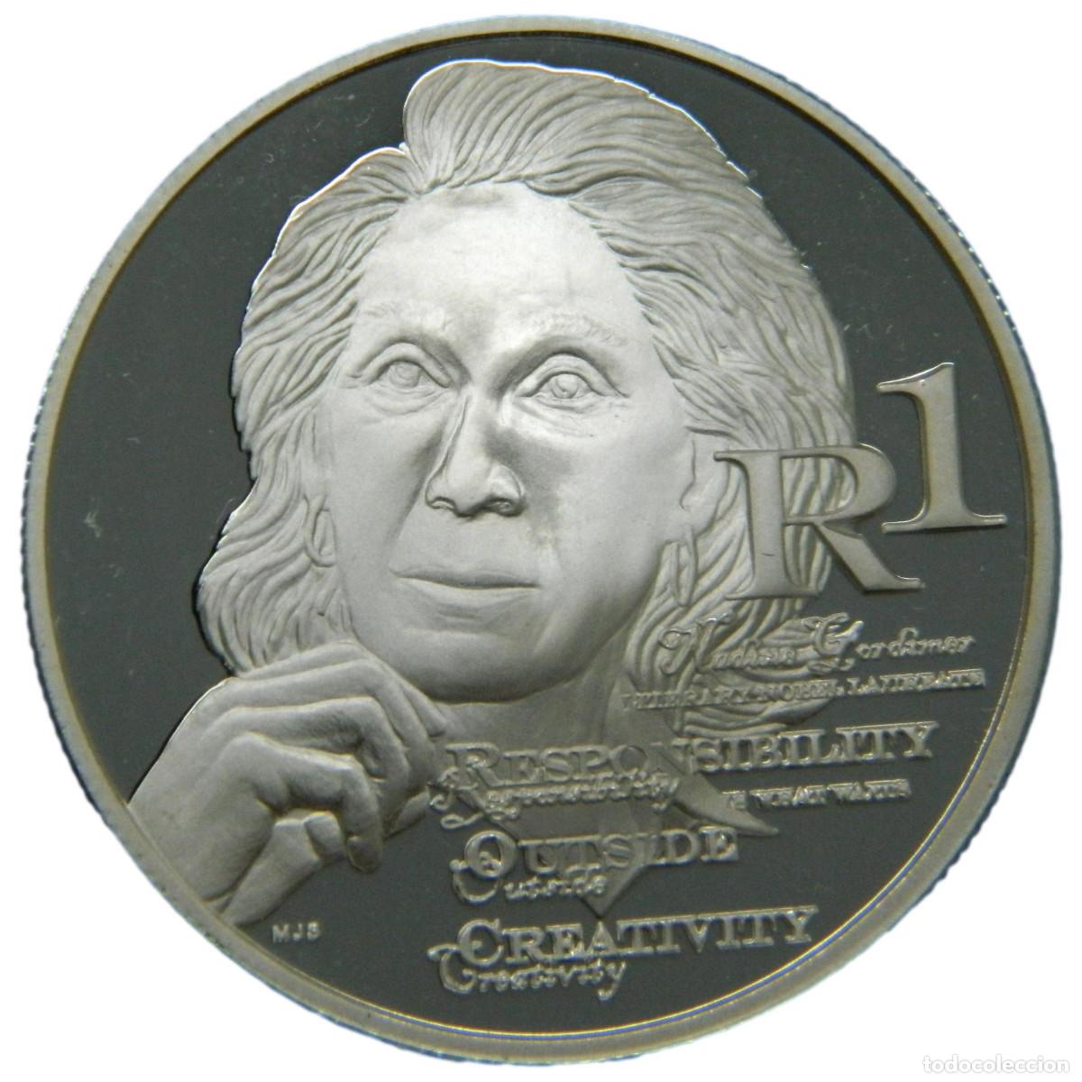 Monedas antiguas de &Aacute;frica: SUDAFRICA 1 rand plata 2010 proof NADINE GORDIMER - Premios Nobel - SOUTH AFRICA