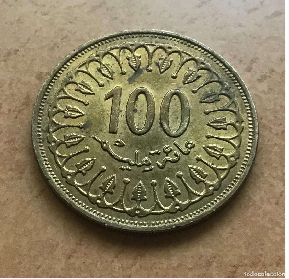 Monedas antiguas de &Aacute;frica: 100 millimes de T&uacute;nez. A&ntilde;o 1996