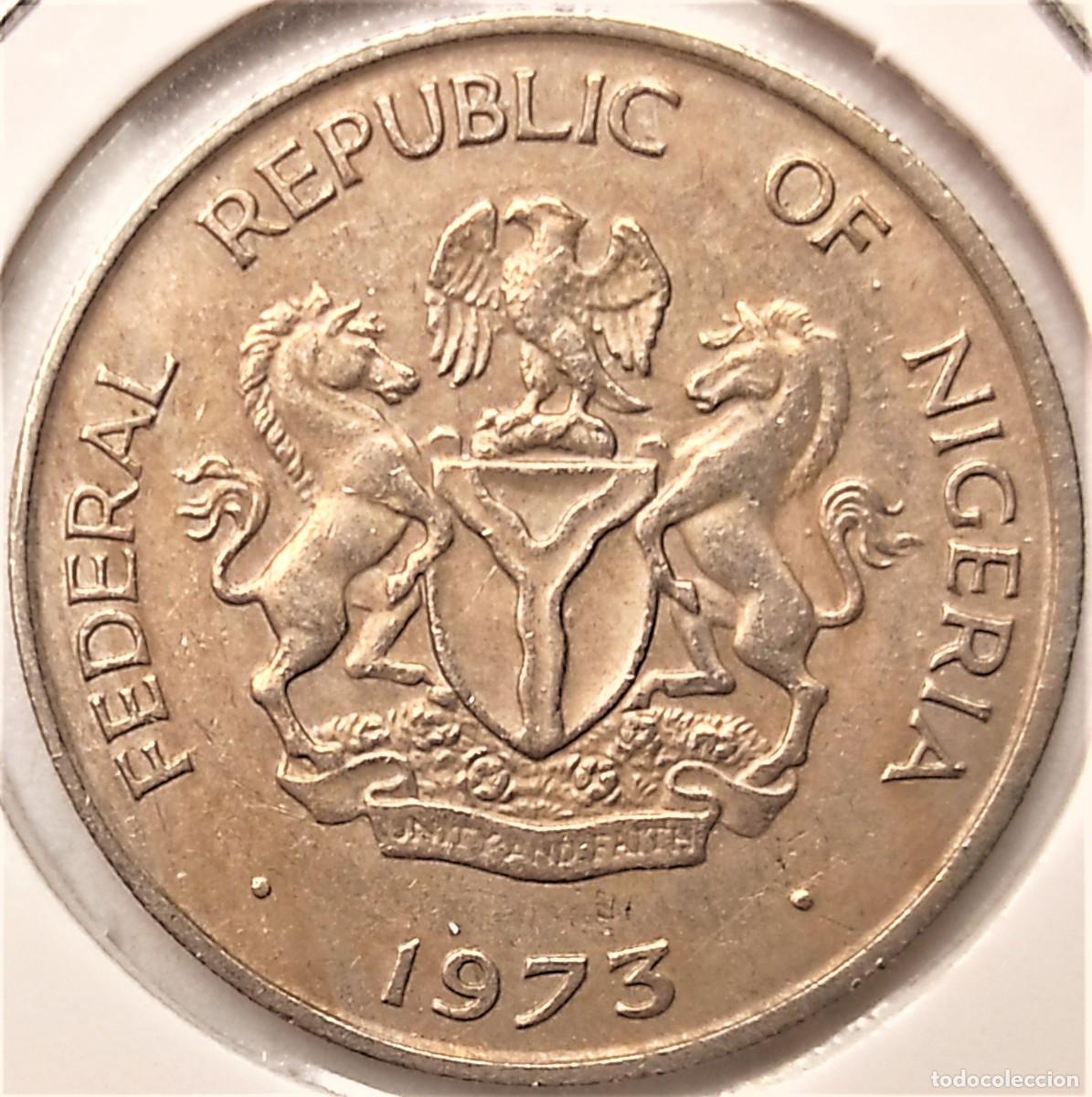 Monedas antiguas de &Aacute;frica: NIGERIA (1973-) - 10 KOBO 1973 - B - 3,90 GR. CUPRONIQUEL - DIAMETRO 22,80 mm - MB - KM#10.1
