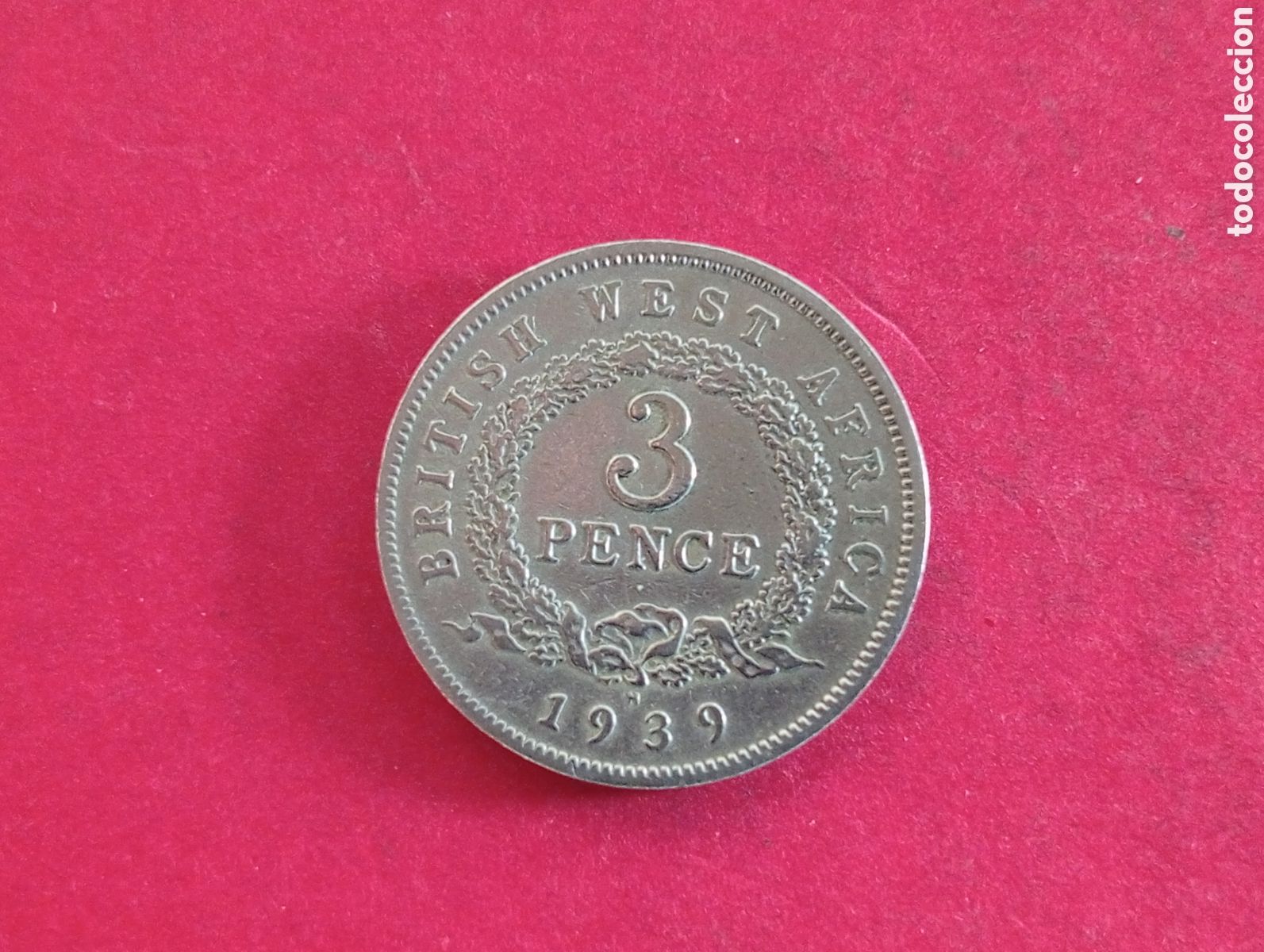 Monedas antiguas de &Aacute;frica: 3 peniques &Aacute;frica Oeste brit&aacute;nica 1939