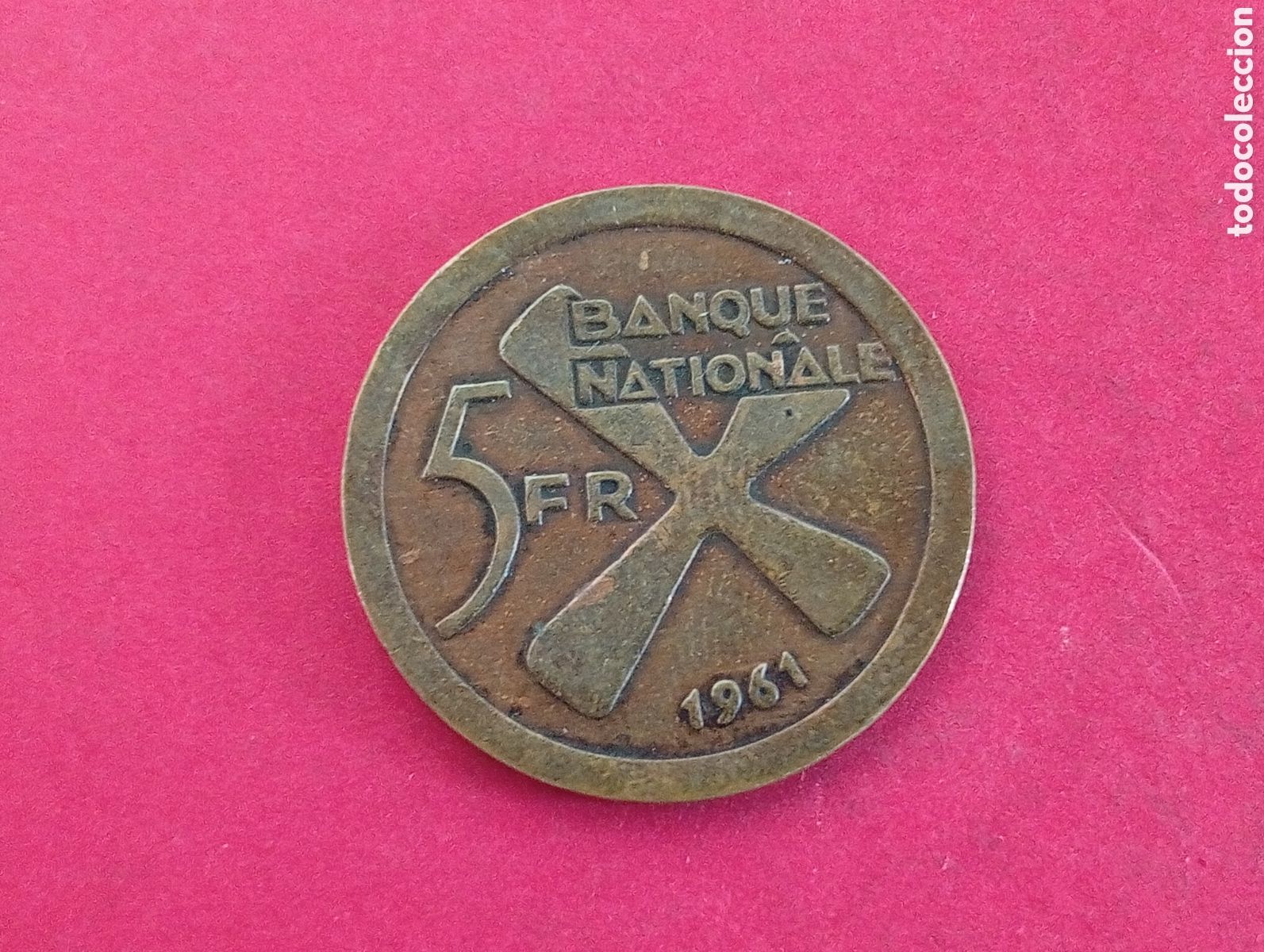 Monedas antiguas de &Aacute;frica: 5 francos de Katanga 1961