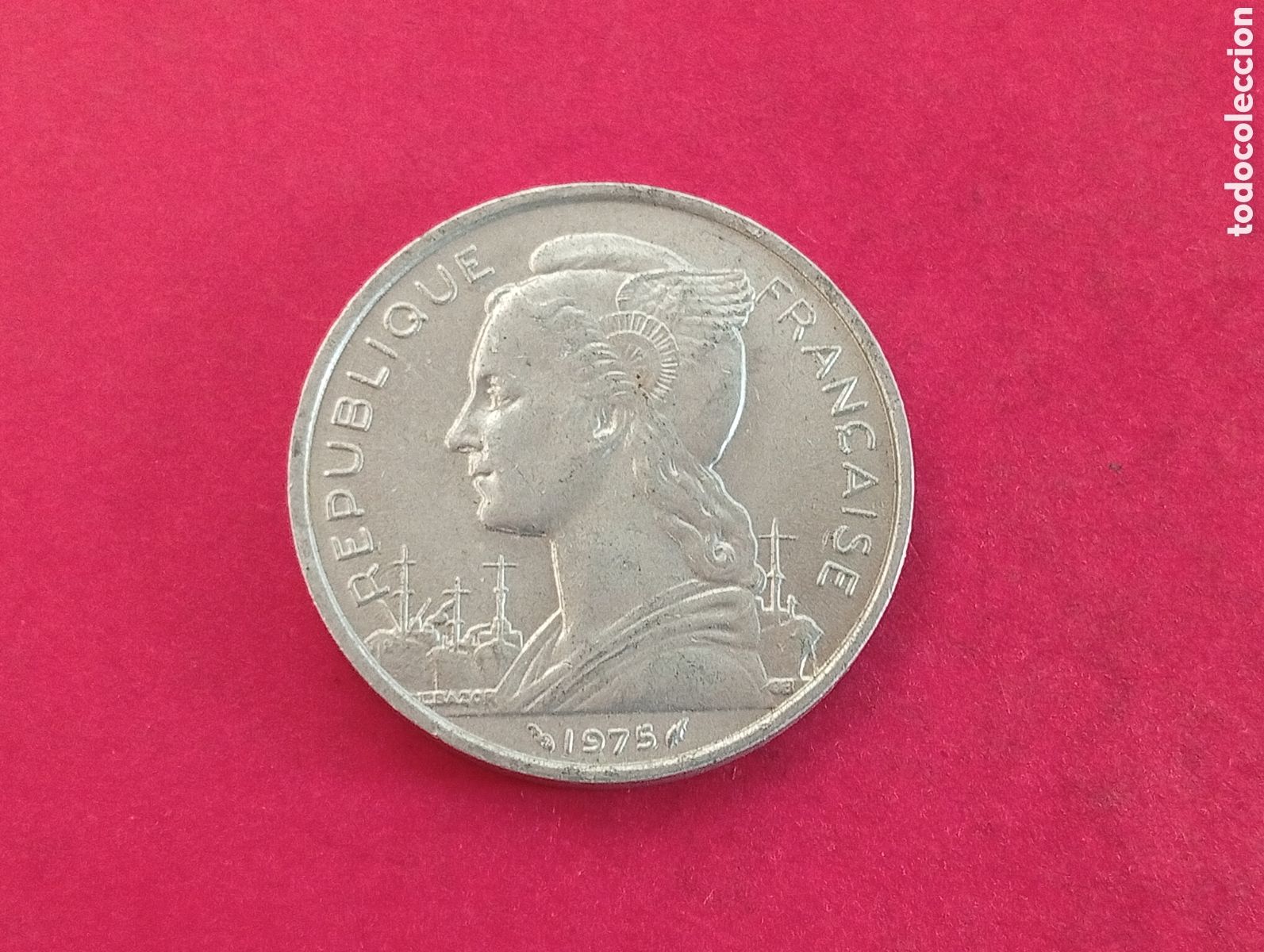 Monedas antiguas de &Aacute;frica: 5 francos Afars e Issas 1975