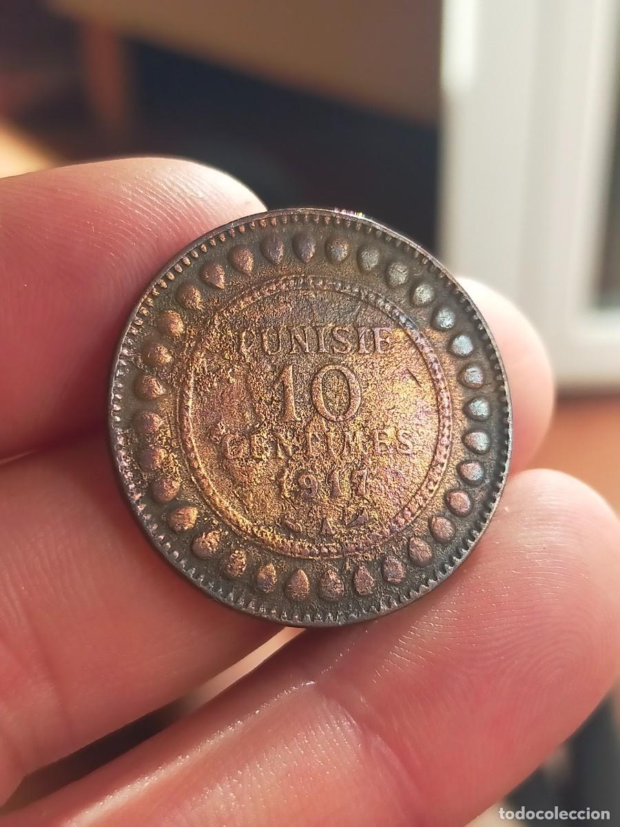 Monedas antiguas de &Aacute;frica: MONEDA DE 10 DIEZ CENTIMES CENTIMOS 1917 1336 TUNEZ REGULAR CONSERVACION