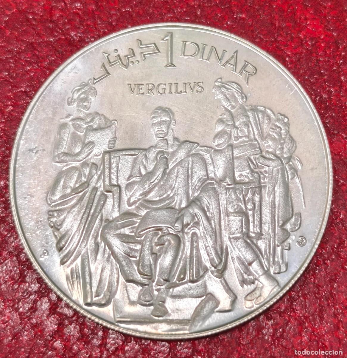Monedas antiguas de &Aacute;frica: TUNEZ. 1 DINAR PLATA (925). VIRGILIUS. PESO 20 GR