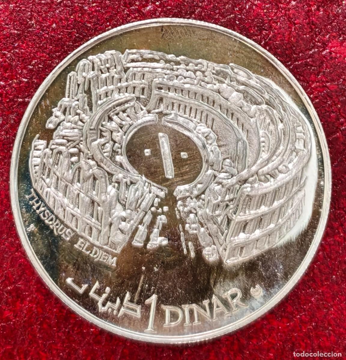 Monedas antiguas de &Aacute;frica: TUNEZ. 1 DINAR PLATA (925). ANFITEATRO THYSDRUS. PESO 20 GR