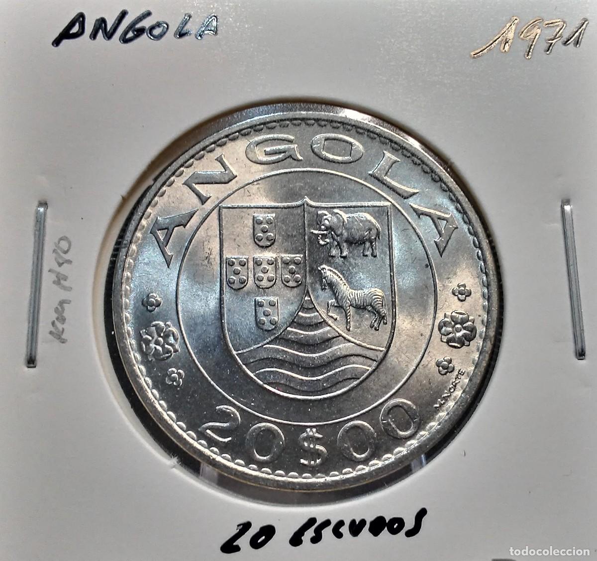 Monedas antiguas de &Aacute;frica: ANGOLA 20 ESCUDOS 1971 KM#80 EBC.