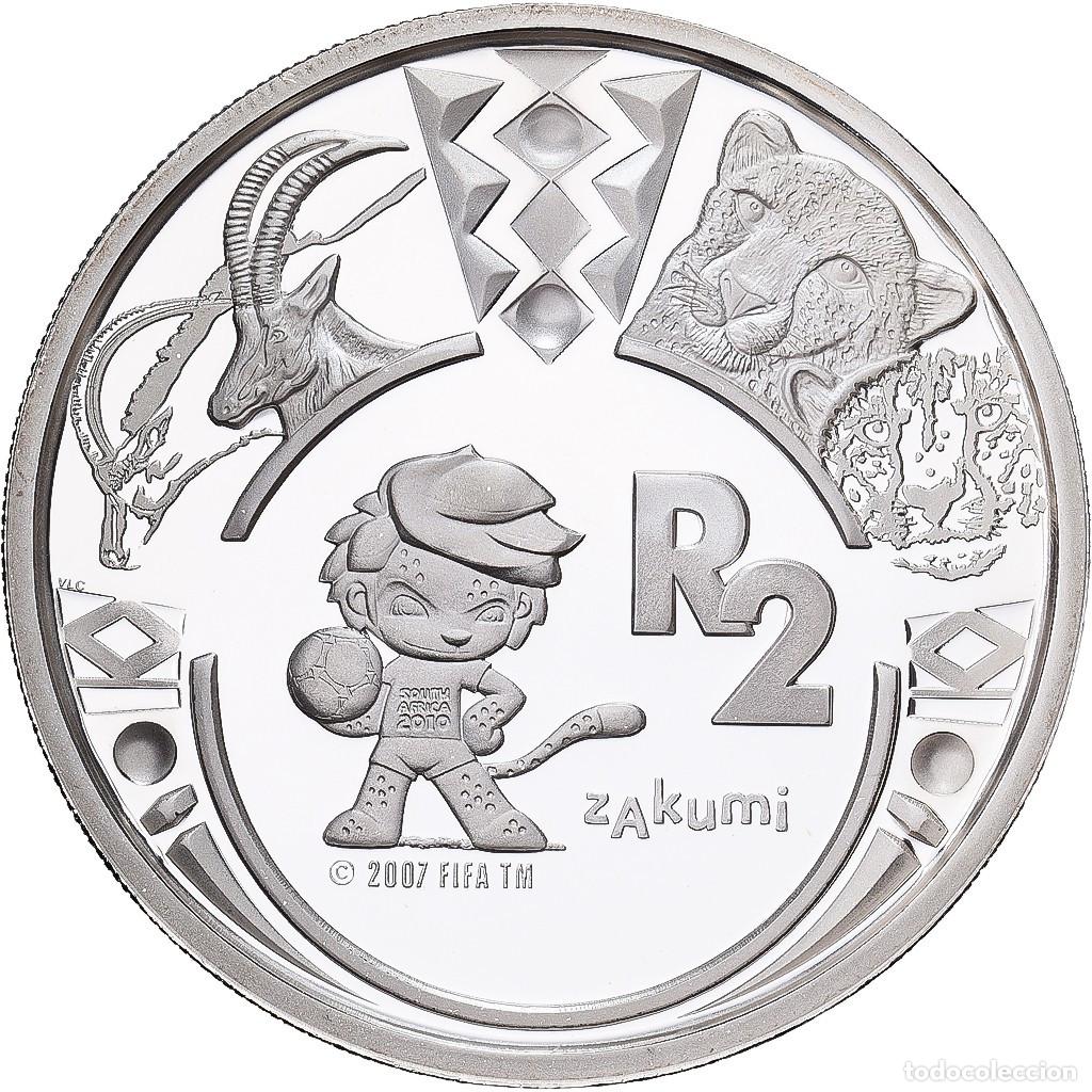 Monedas antiguas de &Aacute;frica: SUDAFRICA 2 rand plata 2009 proof MASCOTA Mundial Futbol SOUTH AFRICA 2010