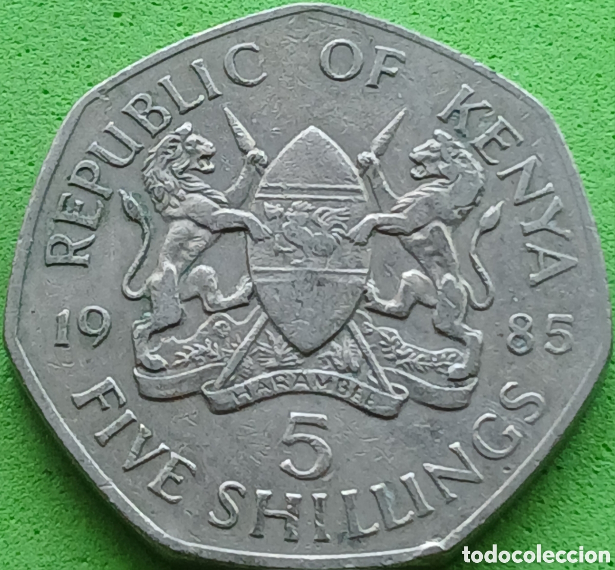 Monedas antiguas de &Aacute;frica: Kenya five shillings 1985 km#23
