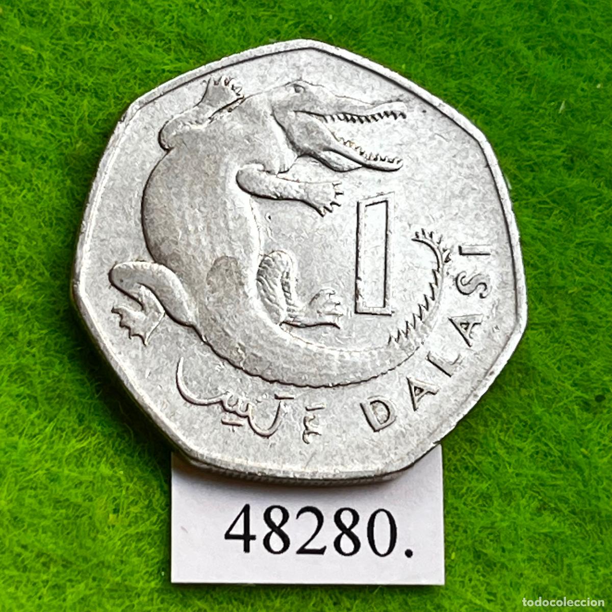 Monedas antiguas de &Aacute;frica: Gambia 1 dalasi 2008, cocodrilo