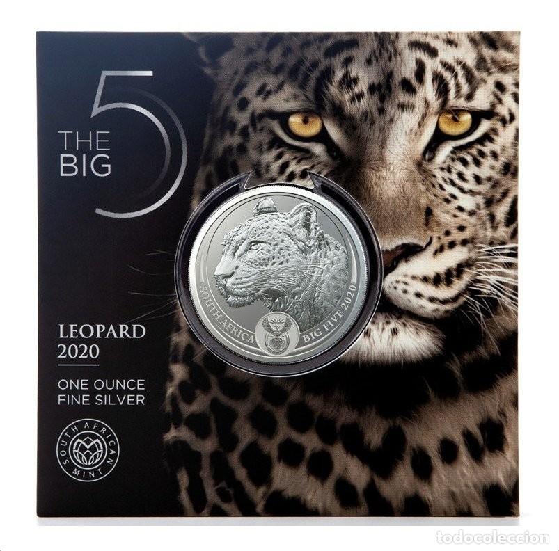 Monedas antiguas de &Aacute;frica: Sud&aacute;frica Cartera 5 Rand Leopardo 2020 Km 730 Onza Plata Pura