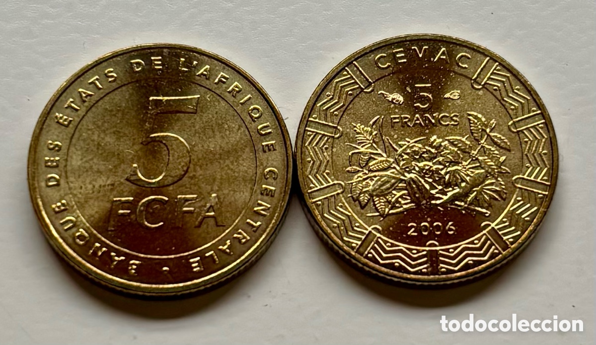 Monedas antiguas de &Aacute;frica: Moneda ESTADOS AFRICA CENTRAL 5 Francos 2006 SC. Sacada de Cartucho. CFA Francs