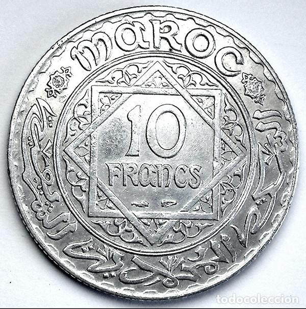 Monedas antiguas de &Aacute;frica: MARRUECOS - 10 FRANCOS - 1933 - PLATA - NO CIRCULADA