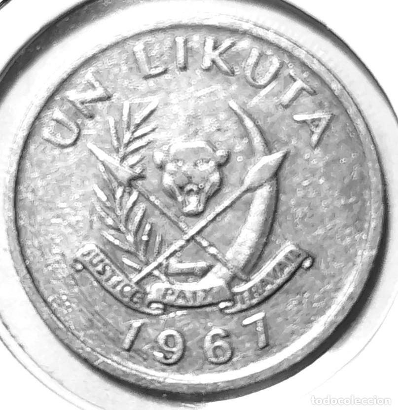 Monedas antiguas de &Aacute;frica: CONGO (1967-1970) - 1 LIKUTA 1967 - ZAIRE - F - 1,27 GR. ALUMINIO - DIAMETRO 20,90 mm - MB - KM#8