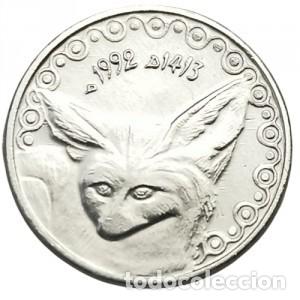 Monedas antiguas de &Aacute;frica: Argelia, 1/4 Dinar 1992 &rdquo;Fauna: Zorro&rdquo;, KM#127./ Nueva, sin circular.