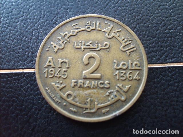 Monedas antiguas de &Aacute;frica: MARRUECOS 2 FRANCOS 1945