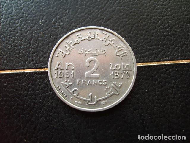 Monedas antiguas de &Aacute;frica: MARRUECOS 2 FRANCOS 1951