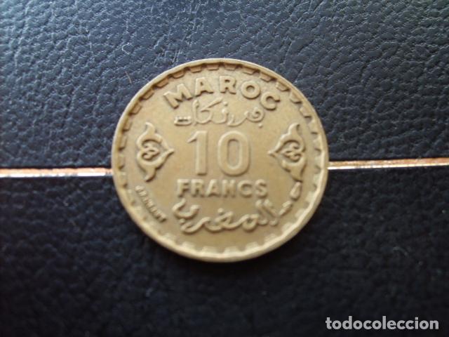 Monedas antiguas de &Aacute;frica: MARRUECOS 10 FRANCOS 1952