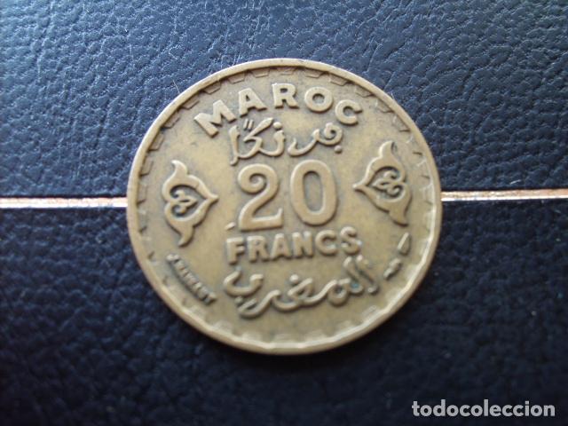 Monedas antiguas de &Aacute;frica: MARRUECOS 20 FRANCOS 1952