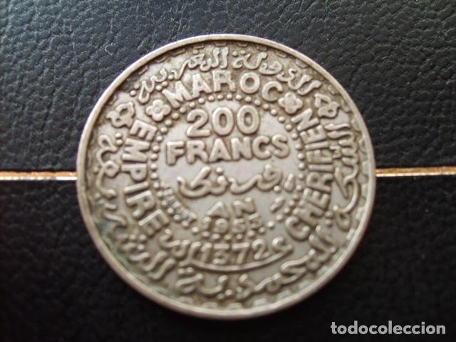 Monedas antiguas de &Aacute;frica: MARRUECOS 200 FRANCOS 1953 PLATA