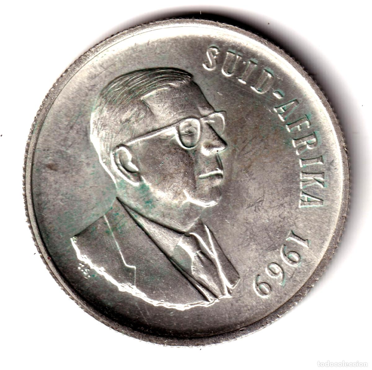 Monedas antiguas de &Aacute;frica: SUDAFRICA 1 rand plata 1969 Fin de la presidencia del Dr. Theophilus Ebenhaezer