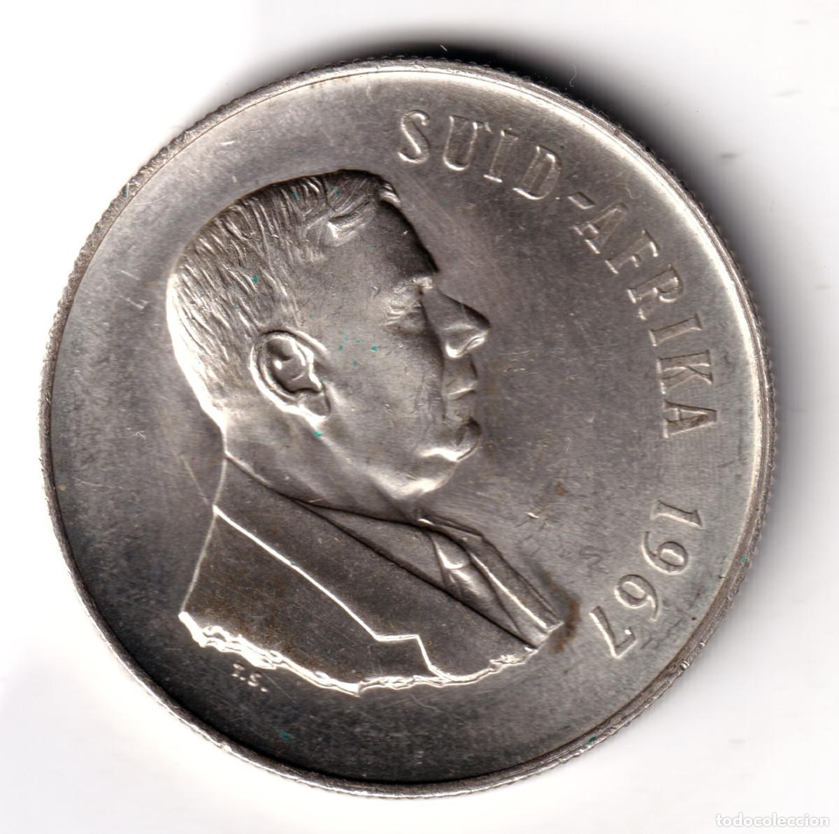 Monedas antiguas de &Aacute;frica: SUDAFRICA 1 rand plata 1967 - 1er aniversario Muerte Dr. Verwoerd SUID AFRIKA