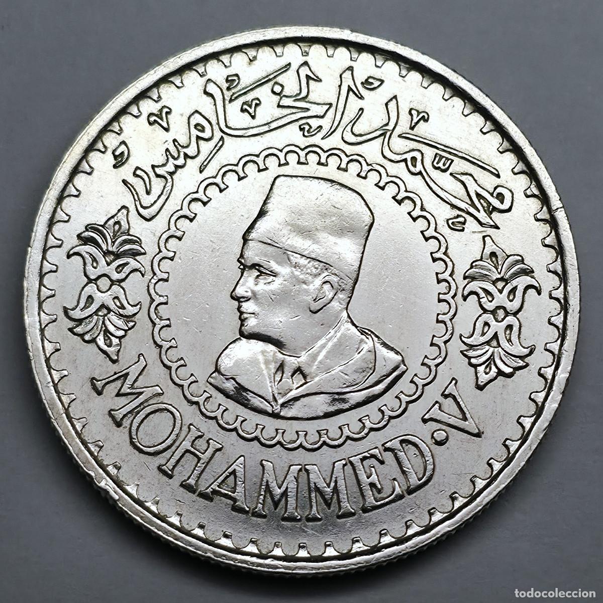Alte M&uuml;nzen aus Afrika: MONEDA DE PLATA MARRUECOS 500 FRANCOS MOHAMMED V AH 1376/1956