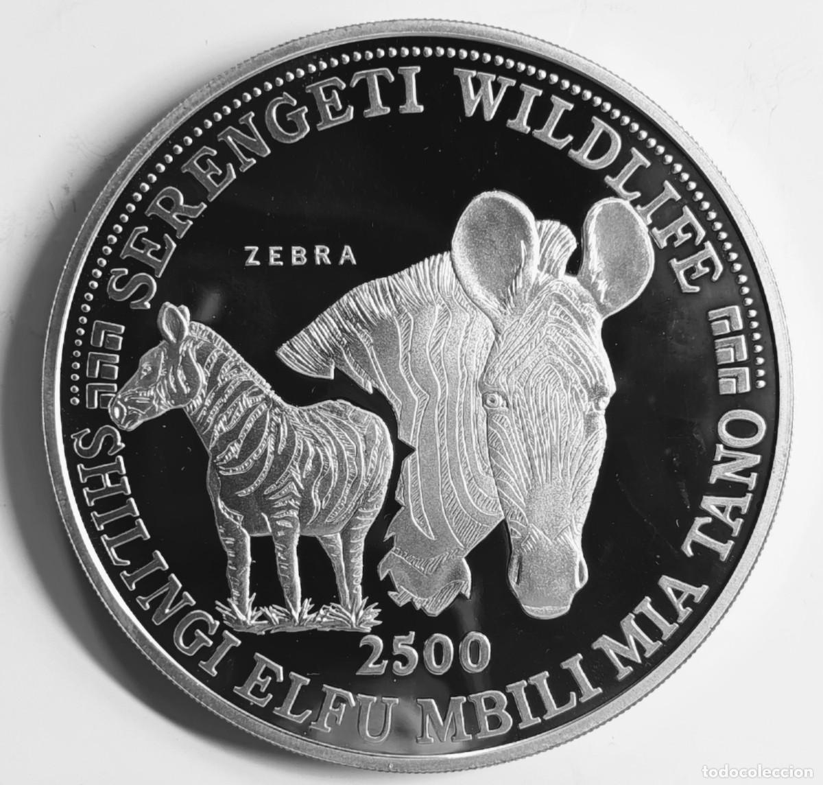 Monedas antiguas de &Aacute;frica: TANZANIA. 2.500 SHILINGI. 1998. 5 ONZAS DE PLATA PURA (155,36 grms ,999).EXTREMADAMENTE RARA