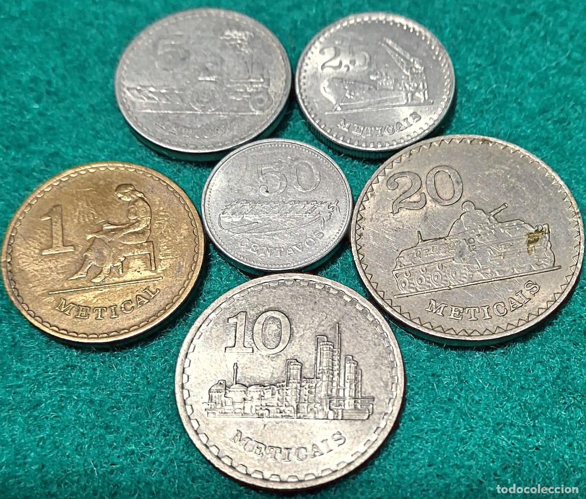 Monedas antiguas de &Aacute;frica: Mozambique: Set de 6 monedas: 50 Ctvos, 1, 5, 10 20 y 25 Meticais./ Usadas, las de las fotos.