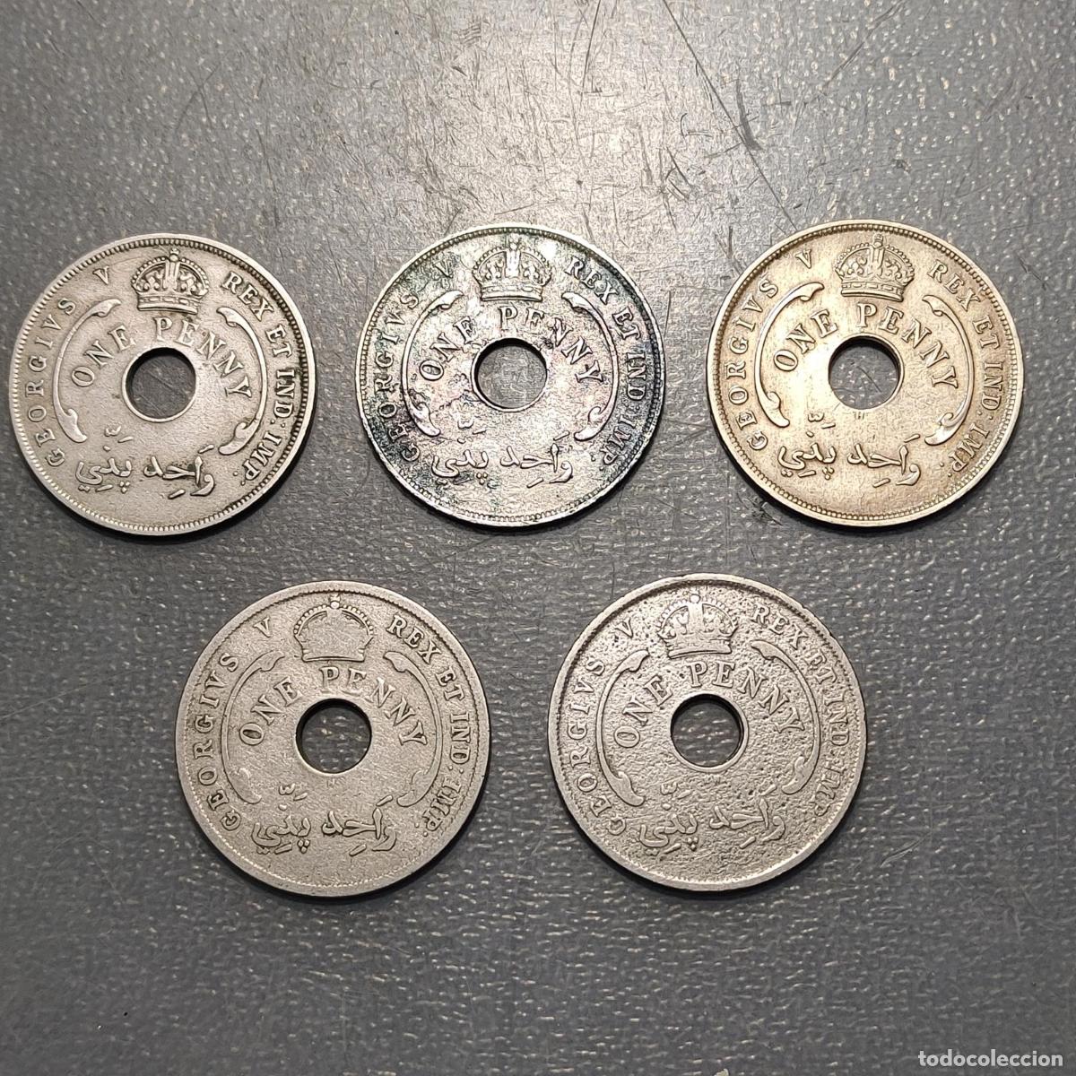 Monedas antiguas de &Aacute;frica: BRITISH WEST AFRICA GEORGE V LOTE DE 5 MONEDAS 1 PENNY