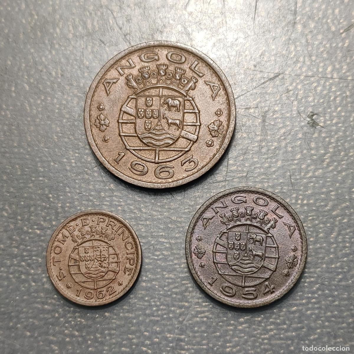 Monedas antiguas de &Aacute;frica: ANGOLA ST TOME Y PRINCIPE COLONIAS PORTUGAL LOTE DE 3 MONEDAS