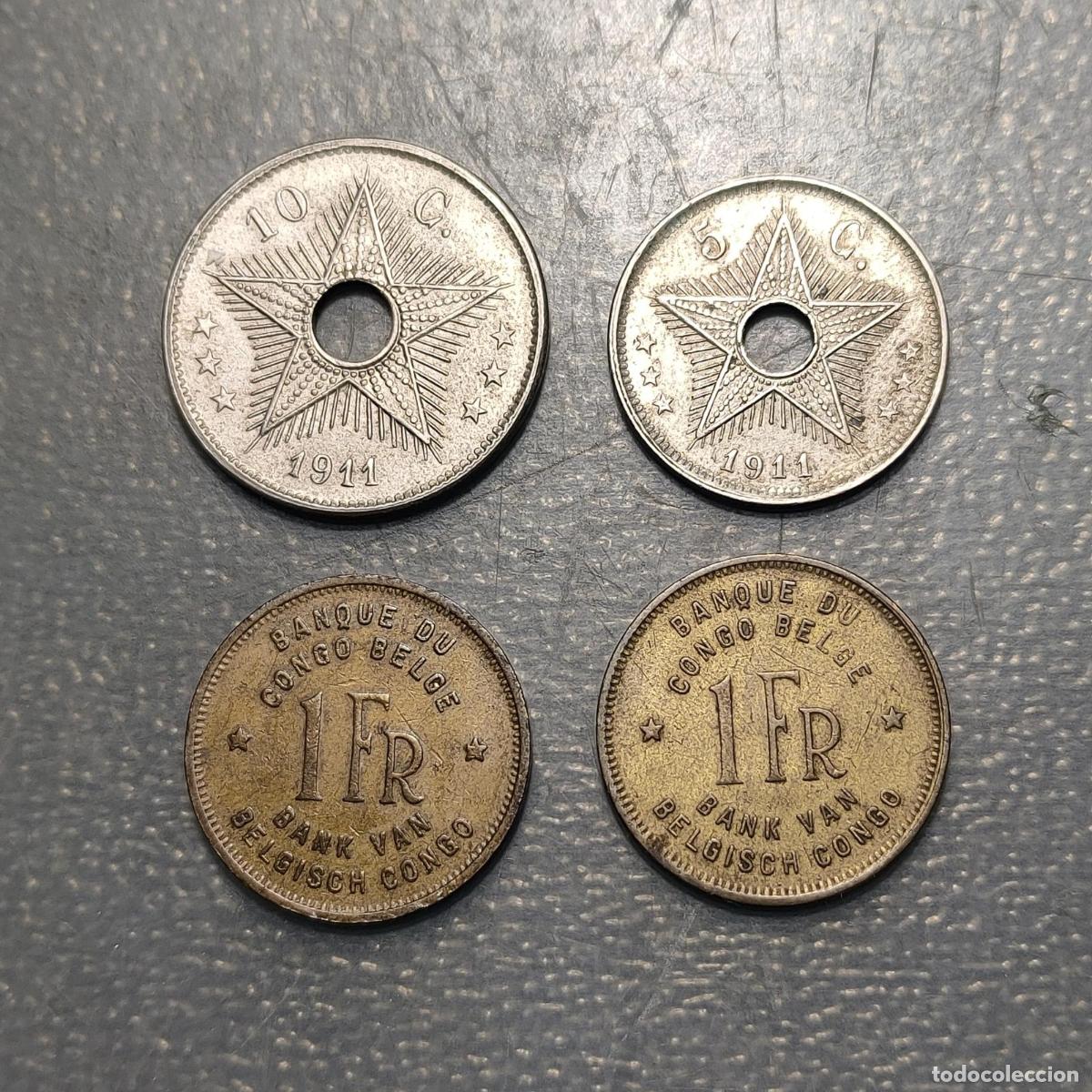 Monedas antiguas de &Aacute;frica: CONGO BELGA BELGIAN CONGO LOTE DE 4 MONEDAS