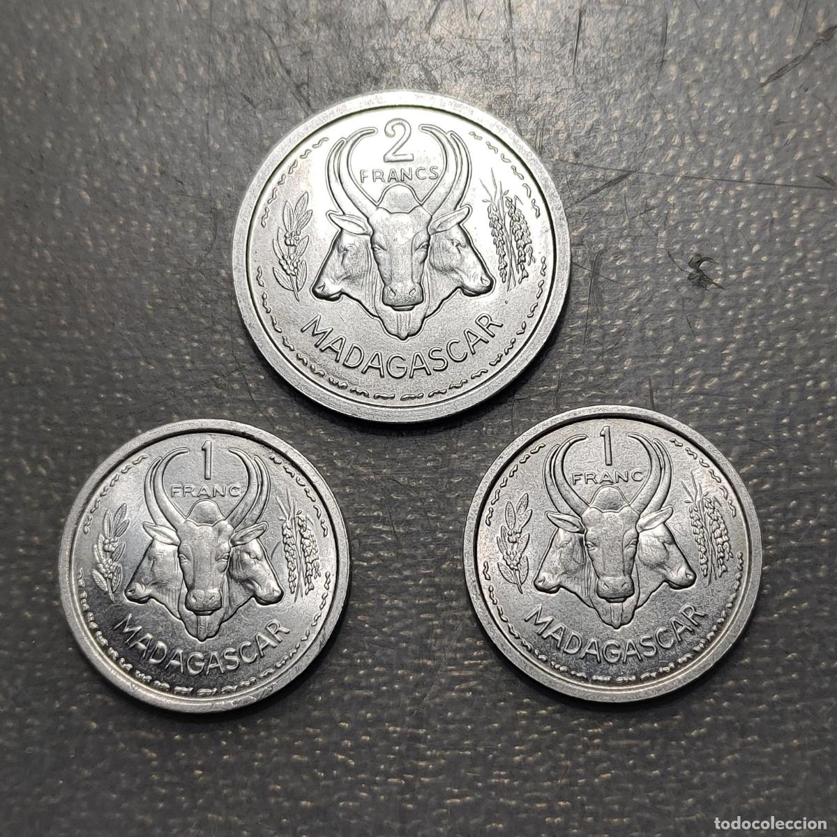 Monedas antiguas de &Aacute;frica: MADAGASCAR LOTE DE 3 MONEDAS DISTINTAS