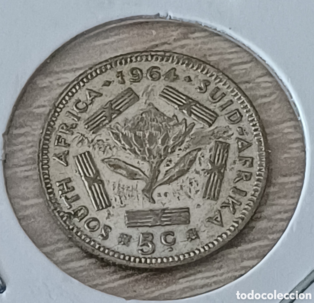 Monedas antiguas de &Aacute;frica: Sud&aacute;frica 5 centavos de Plata 1964