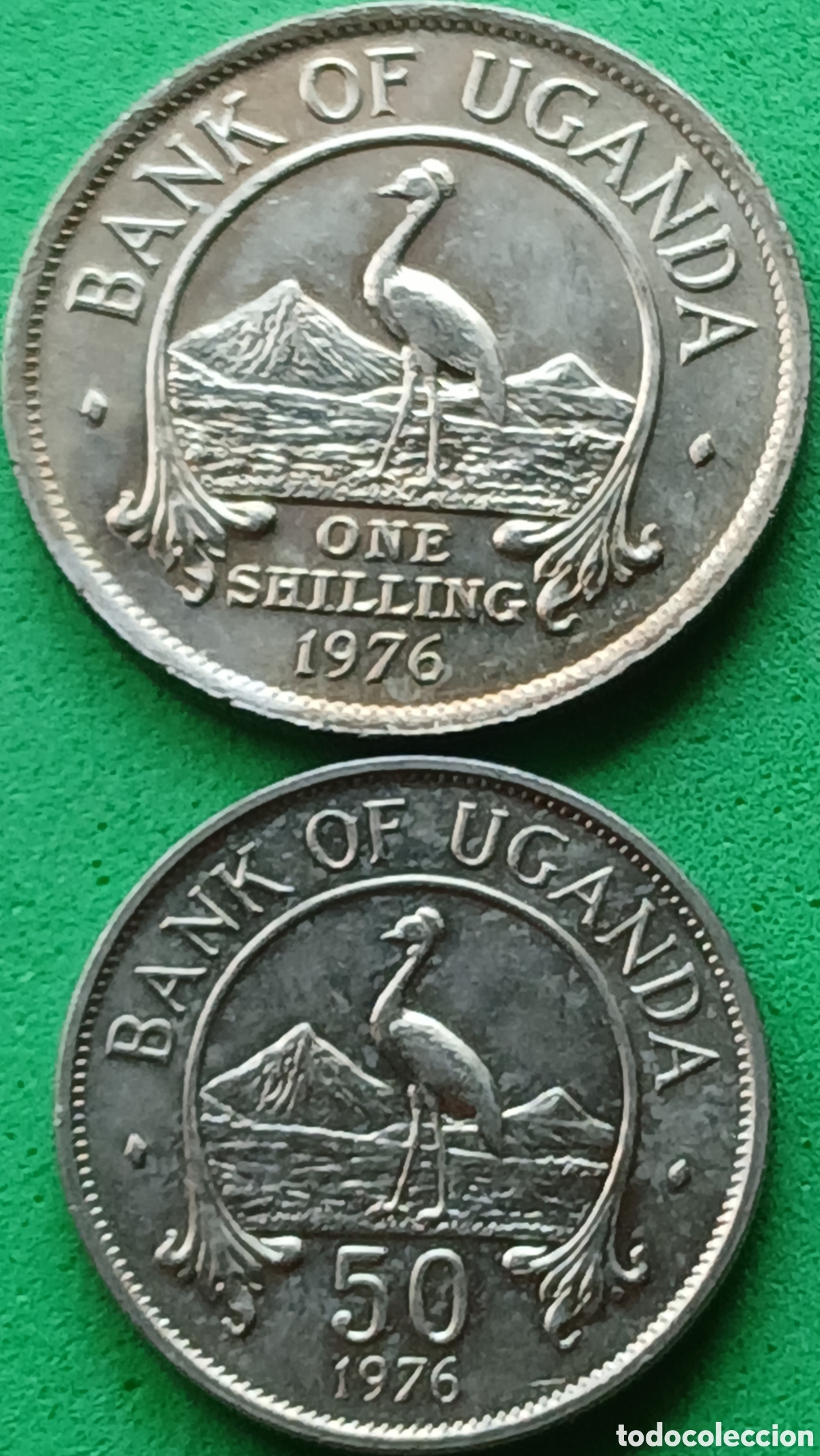 Monedas antiguas de &Aacute;frica: Uganda one shilling + fifty cents 1976 km#5,5a