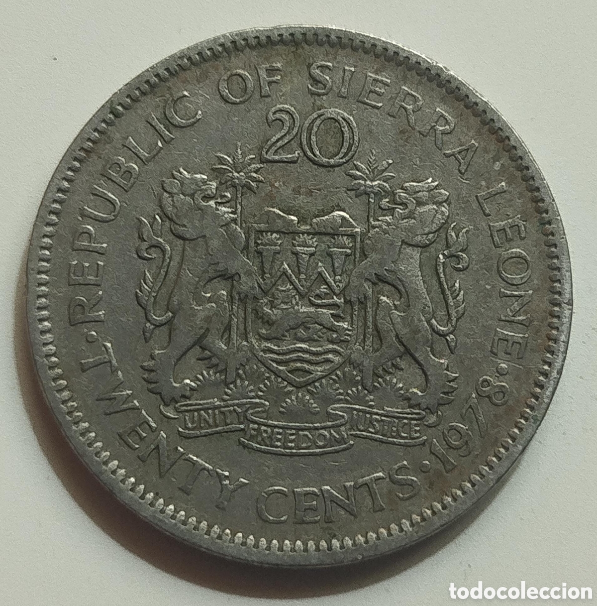 Monedas antiguas de &Aacute;frica: Moneda 20 Centavos Sierra Leona (1978)