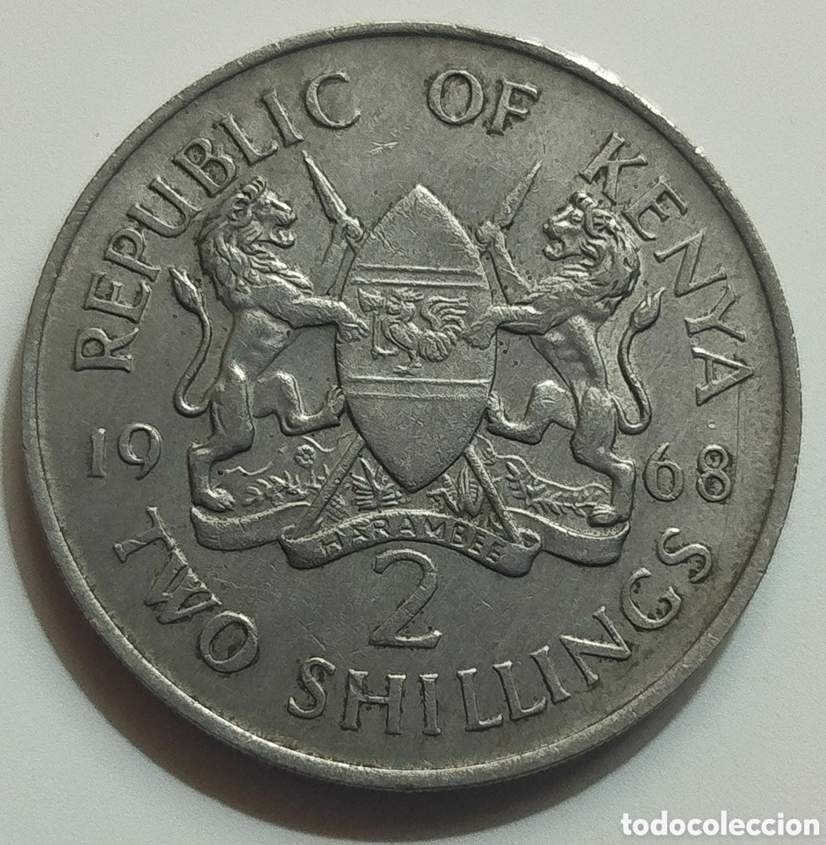 Monedas antiguas de &Aacute;frica: Moneda 2 Chelines Kenia 1968 - Foto 2